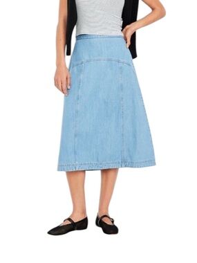 Old Navy High Waist Midi Size 12 Light Blue Lana Wash Modest Cottagecore Skirt